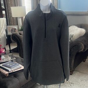Reebok Dark Gray and Black Quarter-Zip Pullover